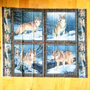 WILDLIFE FABRIC Wolf Pillow Panel Cotton Quilt Pillow 36x44